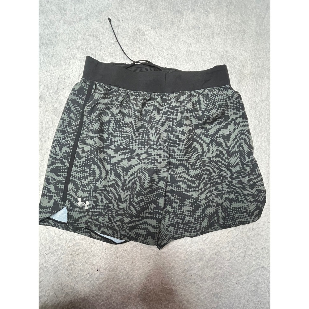 Under Armour Speedpocket Running Shorts Mens Large Grey Black Wavy‎ Dot Pattern